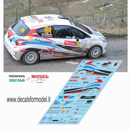 DECAL PEUGEOT 208 R2 - RONFORT - RALLY MONTECARLO 2013
