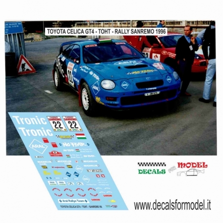 DECAL TOYOTA CELICA GT4 - TOHT - RALLY SANREMO 1996