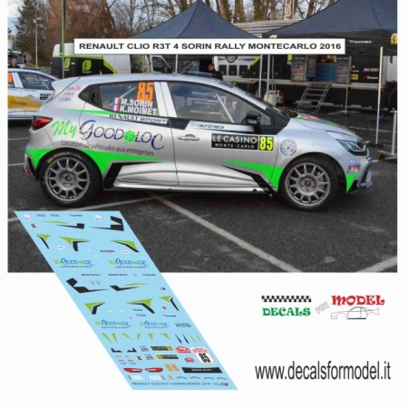 DECAL RENAULT CLIO R3T - SORIN - RALLY MONTECARLO 2016
