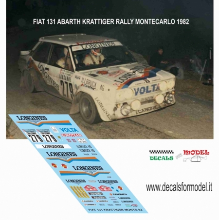 DECAL FIAT 131 ABARTH - KRATTIGER - RALLY MONTECARLO 1982