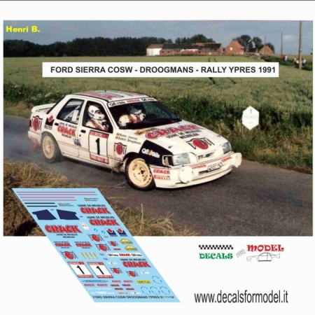 DECAL FORD SIERRA COSW - DROOGMANS - RALLY YPRES 1991