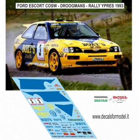 DECAL FORD ESCORT COSW - DROOGMANS - RALLY YPRES 1993