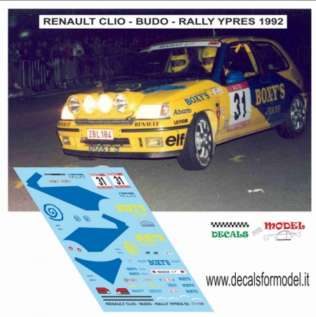DECAL RENAULT CLIO - BUDO - RALLY YPRES 1992