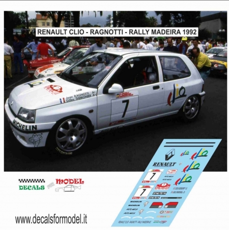 DECAL RENAULT CLIO - RAGNOTTI - RALLY MADEIRA 1992