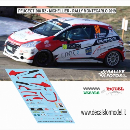 DECAL PEUGEOT 208 R2 - MICHELLIER - RALLY MONTECARLO 2019