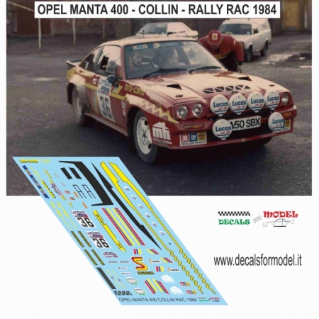 DECAL OPEL MANTA 400 - COLLINS - RALLY RAC 1984
