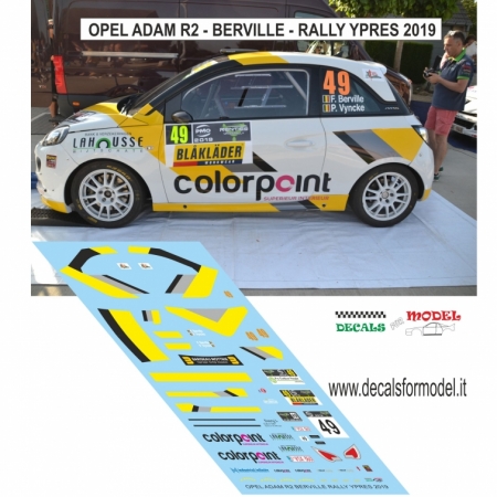 DECAL OPEL ADAM R2 - BERVILLE - RALLY YPRES 2019