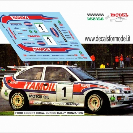 DECAL 1:24 FORD ESCORT COSW - CUNICO - RALLY MONZA 1992
