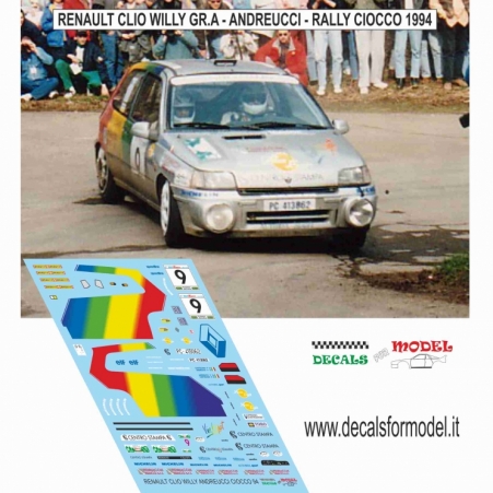 DECALS RENAULT CLIO WILLY - ANDREUCCI - RALLY CIOCCO 1994
