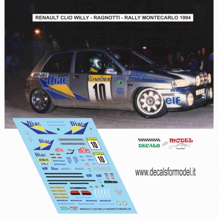DECAL RENAULT CLIO WILLY - RAGNOTTI - RALLY MONTECARLO 1994