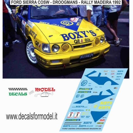 DECAL FORD SIERRA COSW - DROOGMANS - RALLY MADEIRA 1992