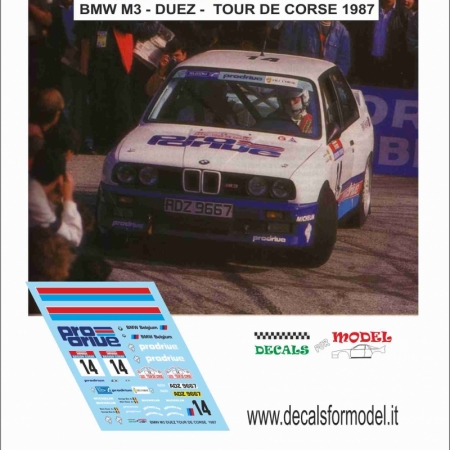 DECAL BMW M3 - DUEZ - TOUR DE CORSE 1987