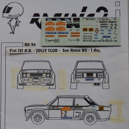 RK54 DECAL FIAT 131 ABARTH ROHR RALLY SANREMO 1980
