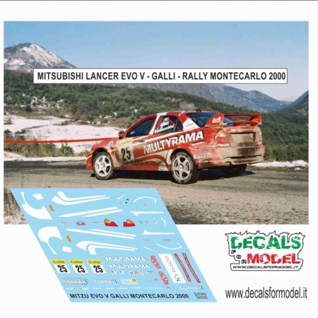 DECAL MITSUBISHI LANCER EVO 5 - GALLI - RALLY MONTECARLO 2000