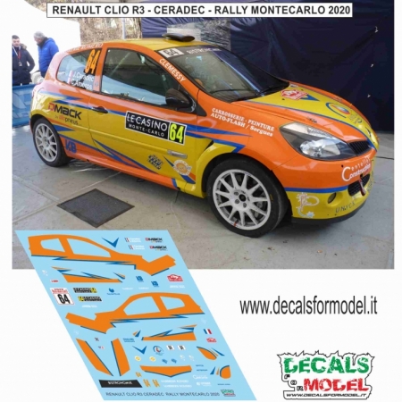 DECAL RENAULT CLIO R3 - CERADEC - RALLY MONTECARLO 2020