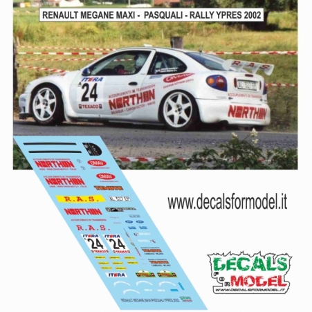 DECAL RENAULT MEGANE MAXI - PASQUALI - RALLY YPRES 2002