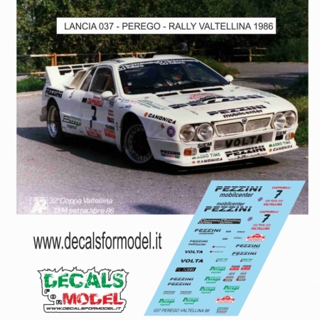 DECAL LANCIA 037 - PEREGO - RALLY VALTELLINA 1986