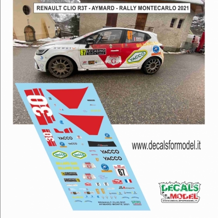 DECAL RENAULT CLIO R3T - AYMARD - RALLY MONTECARLO 2021