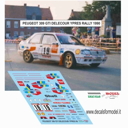 DECAL PEUGEOT 309 GTI - DELECOUR - RALLY YPRES 1990