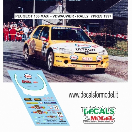 DECAL PEUGEOT 106 MAXI - VDWAUWER - RALLY YPRES 1997