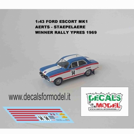DECALS 1:43 FORD ESCORT MK1 - AERTS - RALLY YPRES 1969 WINNER
