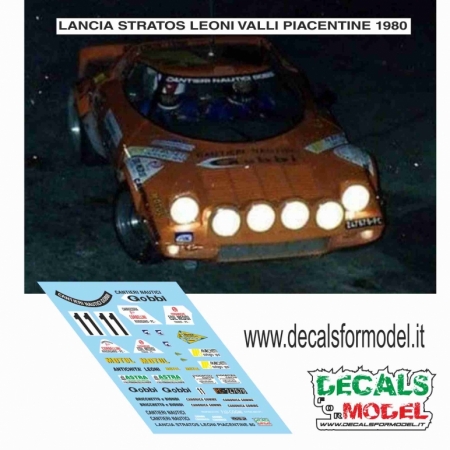 DECAL 1:43 LANCIA STRATOS - LEONI - RALLY VALLI PIACENTINE 1980