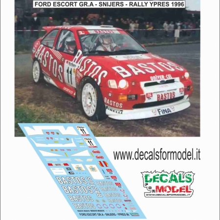 DECALS 1:24 - FORD ESCORT COSW - BASTOS - SNIJERS - RALLY YPRES 1996