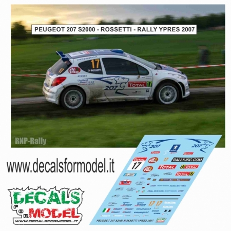 DECALS 1:24 - PEUGEOT 207 S2000 - ROSSETTI - RALLY YPRES 2007