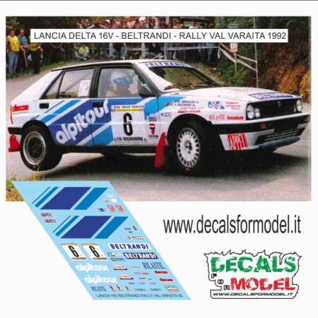 DECALS 1:43 LANCIA DELTA 16V BELTRANDI RALLY VAL VARAITA 1992