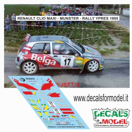 DECALS 1:43 RENAULT CLIO MAXI - MUNSTER - RALLY YPRES 1995