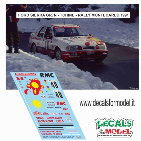DECALS 1:43 FORD SIERRA COSW - TCHINE - RALLY MONTECARLO 1991