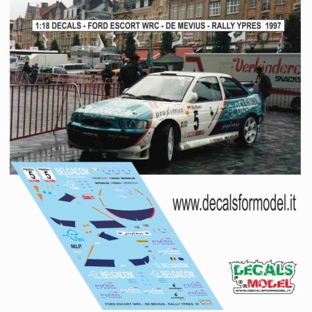 DECALS 1:18 FORD ESCORT WRC - BELGACOM - DE MEVIUS - RALLY YPRES 1997