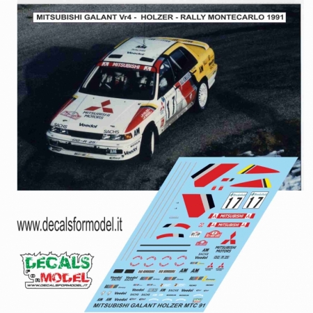 DECALS 1:43 - MITSUBISHI GALANT VR4 - HOLZER - RALLY MONTECARLO 1991