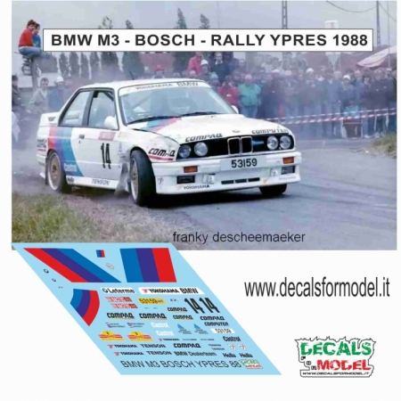 DECALS 1:43 - BMW M3 E30 - BOSCH - RALLY YPRES 1988