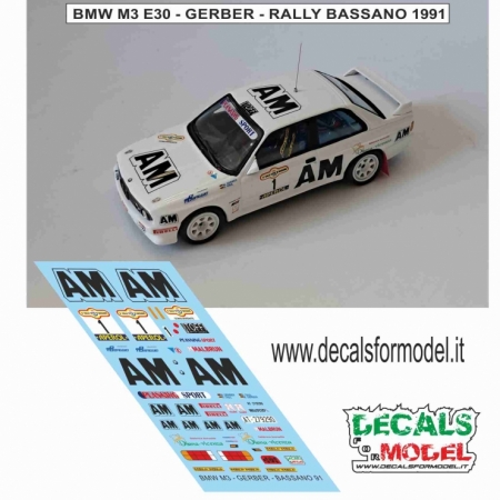 DECALS 1:43 - BMW M3 E30 - GERBER - RALLY BASSANO 1991