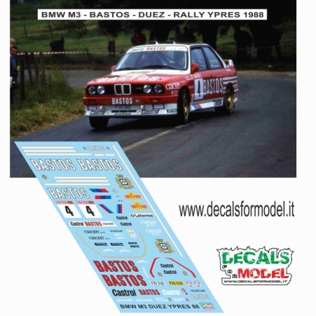 DECALS 1:43 - BMW M3 E30 - BASTOS - DUEZ - RALLY YPRES 1988