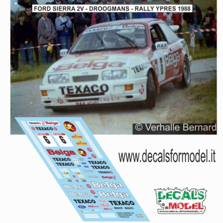 DECALS 1:43 - FORD SIERRA 2V - BELGA - DROOGMANS - RALLY YPRES 1988
