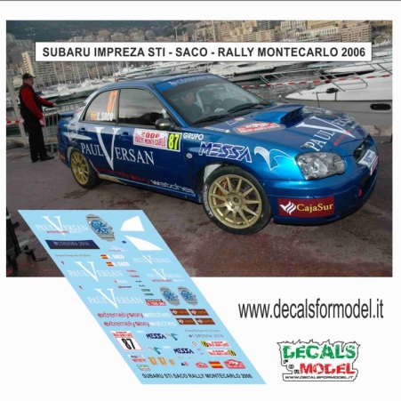 DECALS 1:43 - SUBARU IMPREZA STI - SACO - RALLY MONTECARLO 2006