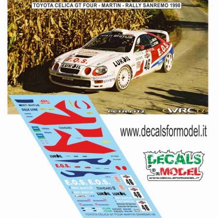 DECALS 1:24 TOYOTA CELICA GT FOUR - MARTIN - RALLY SANREMO 1998