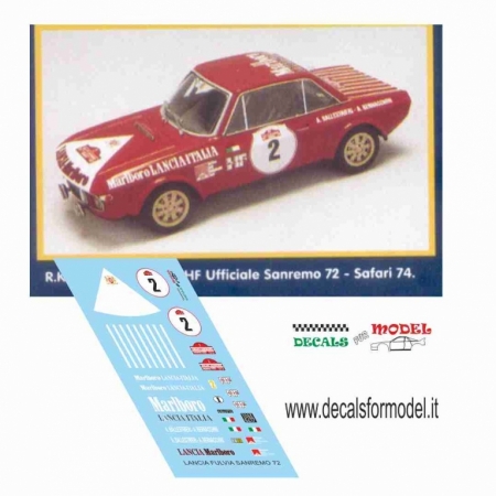 DECALS 1:24 - LANCIA FULVIA HF - BALLESTRIERI - RALLY SANREMO 1972