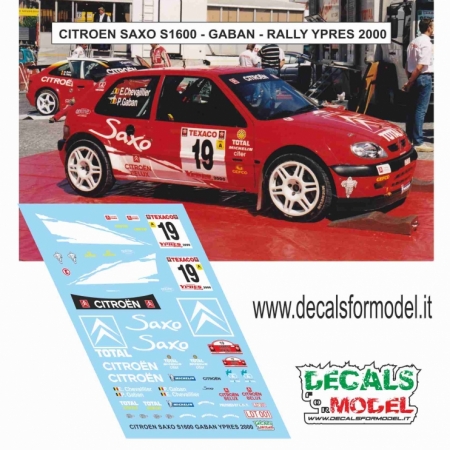 DECALS 1:43 - CITROEN SAXO S1600 - GABAN - RALLY YPRES 2000