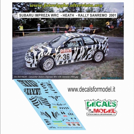 DECALS 1:43 SUBARU IMP. WRC - HEATH - RALLY SANREMO 2001